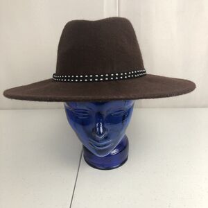 Target Womens Hat Fedora Brown BRIM BAND 100% WOOL Ranch TREND O/S